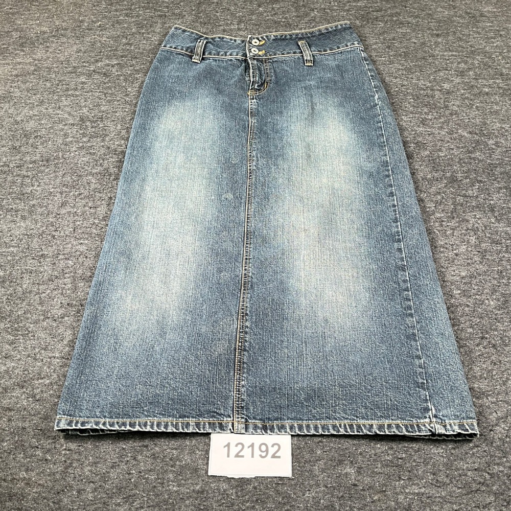 Vtg Carolina Blues By Carolina Colours Denim Maxi Skirt Women 8 Cotton Back Slit